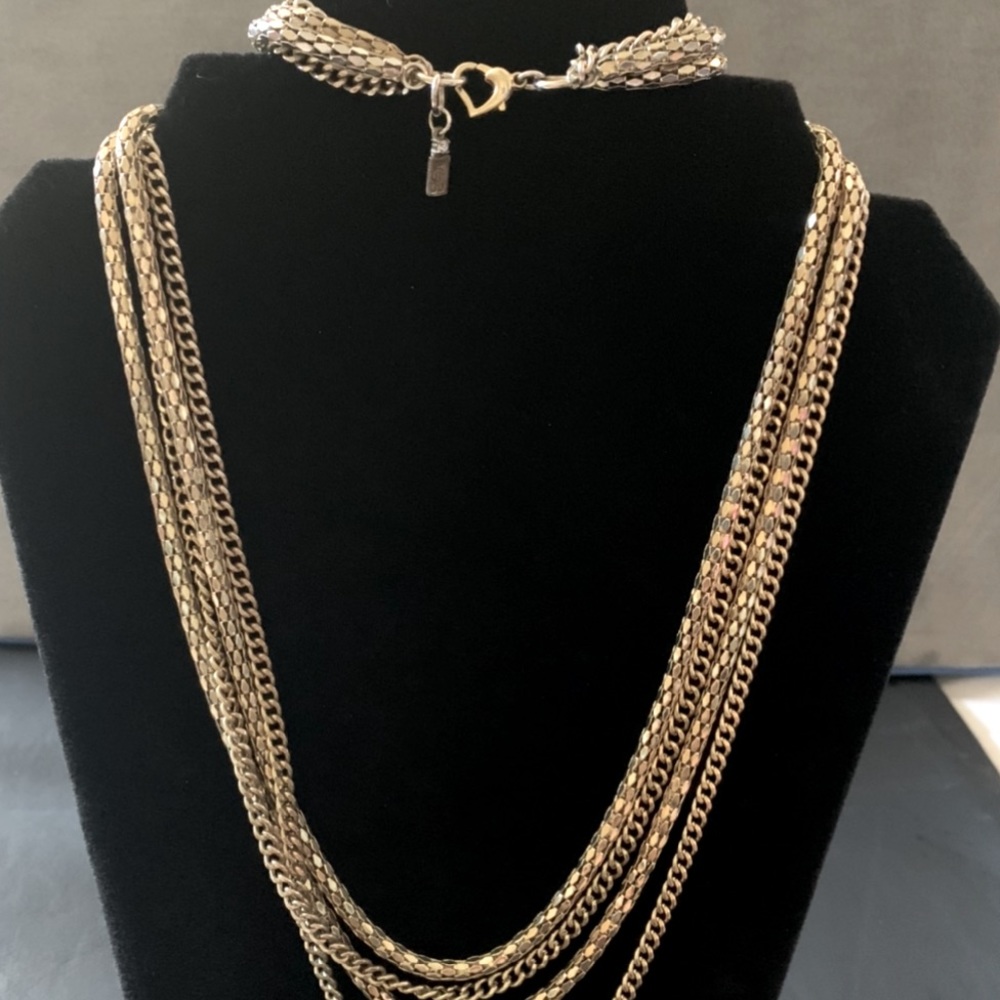 Multiple 4 Chain Silver Tone Necklace, Length 28-30” Pre Loved (maker JJ ?)